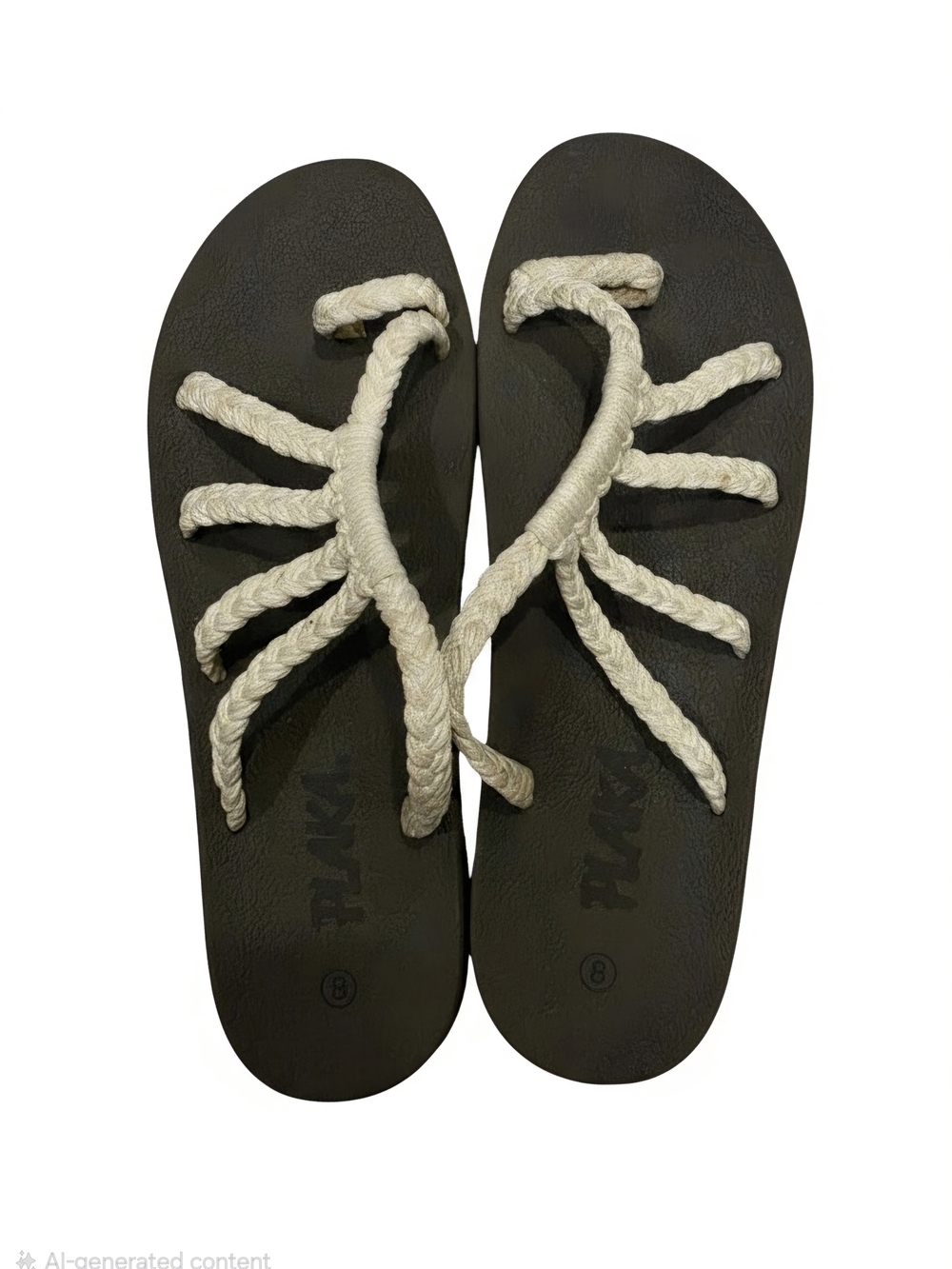 Plaka Braided Rope Black & Cream Women's Sandals